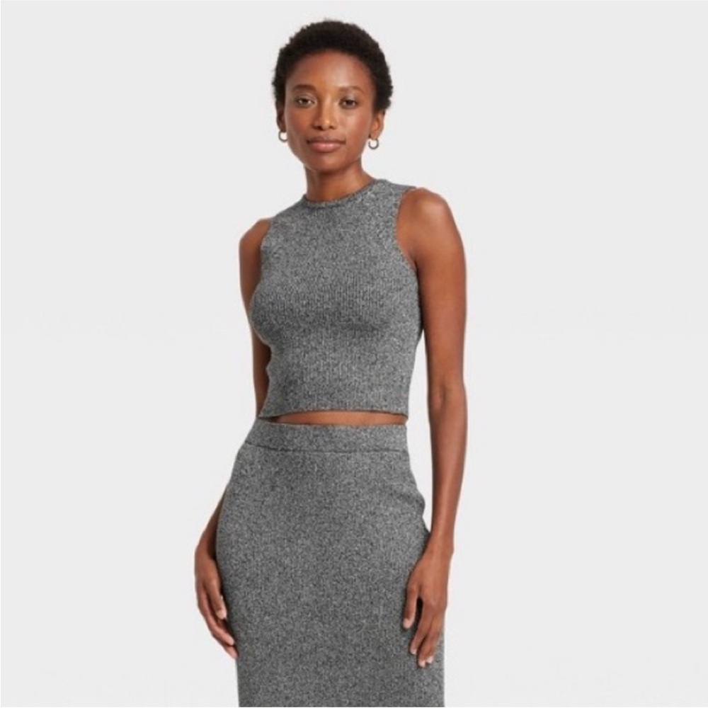 A New Day Metallic Knit top and skirt set